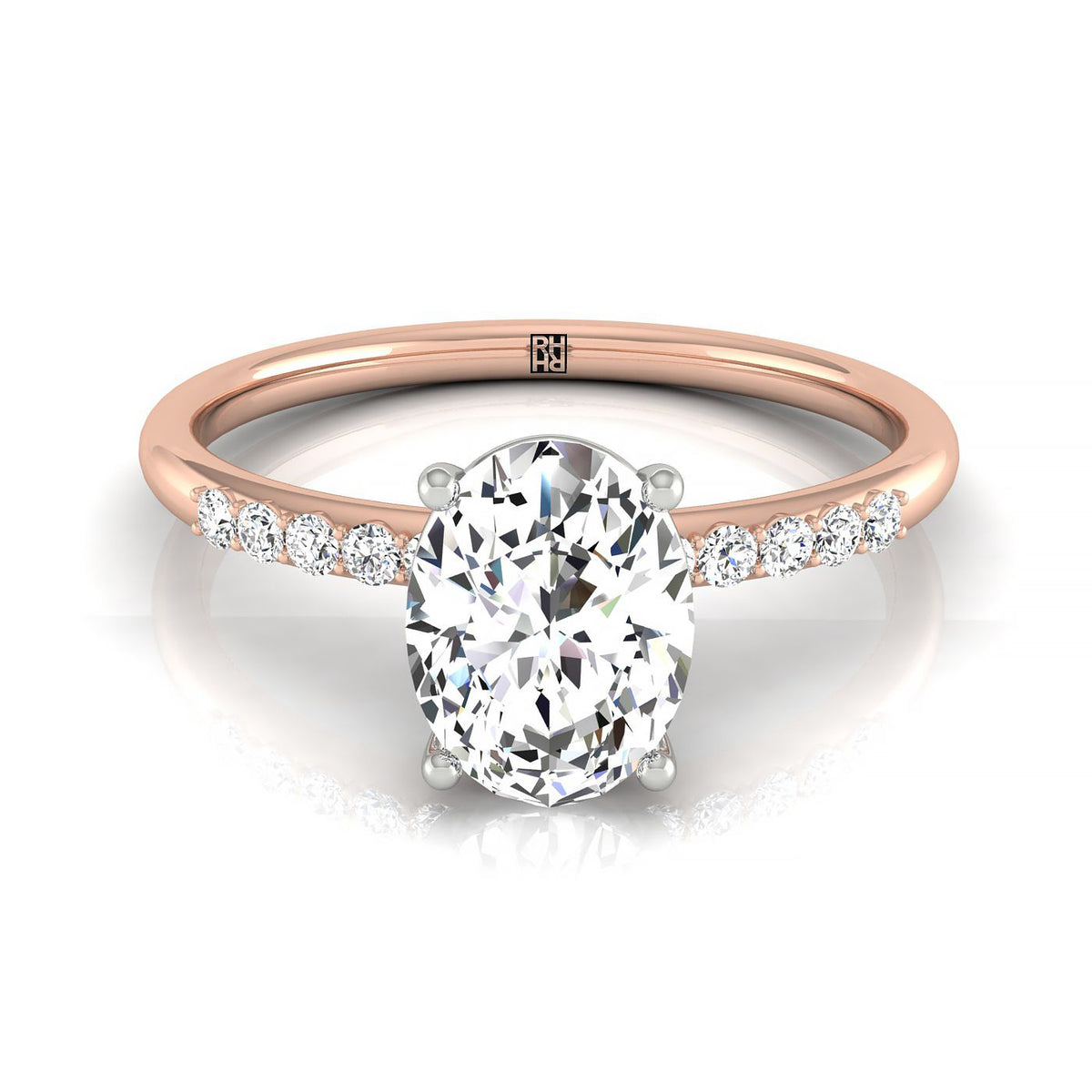 The Cherie select hidden halo pavé solitaire engagement ring setting, shown in 14K Rose Gold | RockHer