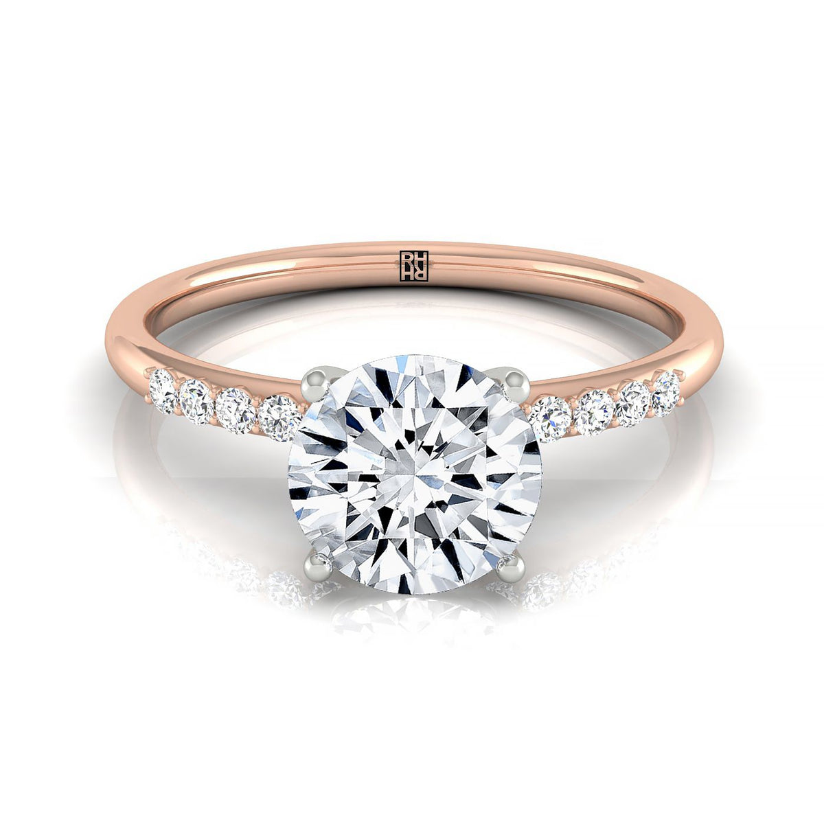 The Cherie select hidden halo pavé solitaire engagement ring setting, shown in 14K Rose Gold | RockHer