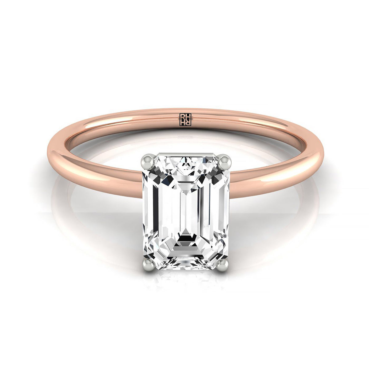 The Joni emerald engagement ring setting in 14K Rose Gold | RockHer