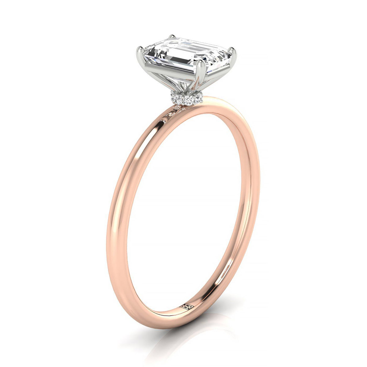 Select Hidden Halo Cut styling on The Joni emerald engagement ring setting | RockHer