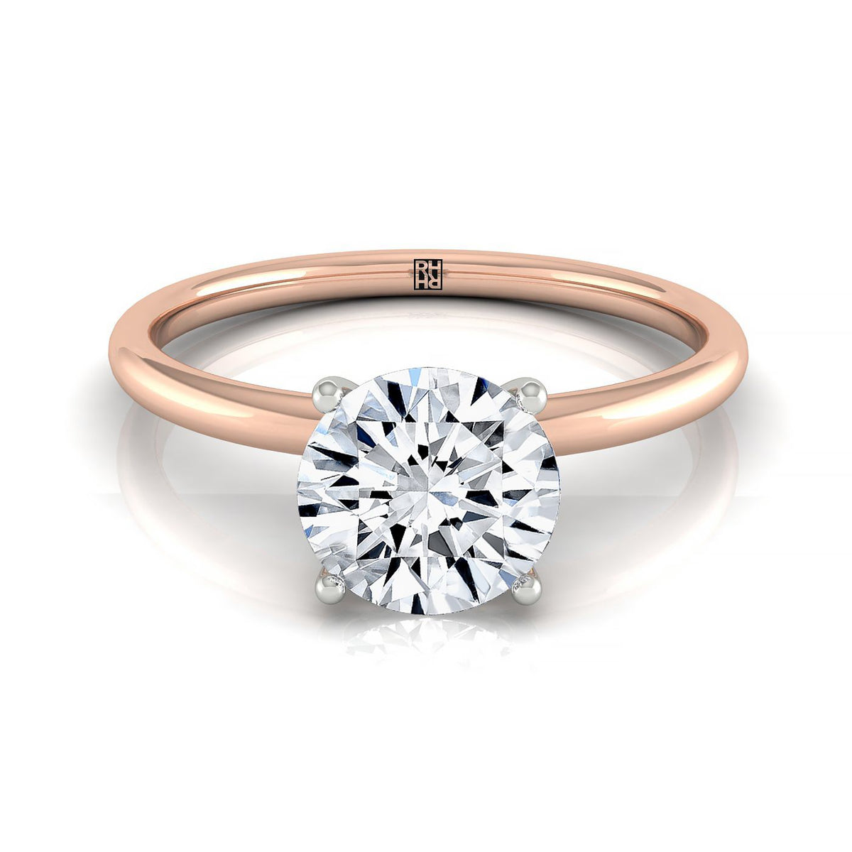 The Joni select hidden halo engagement ring setting, shown in 14K Rose Gold | RockHer