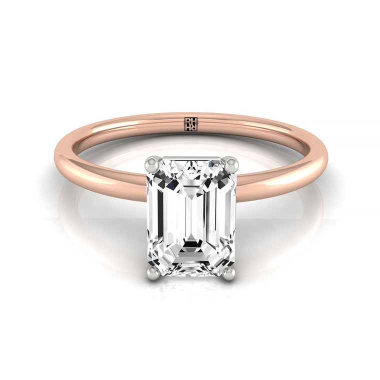 The Cyndi Select Solitaire Emerald Cut Lab Diamond Engagement Ring in 14K Rose Gold