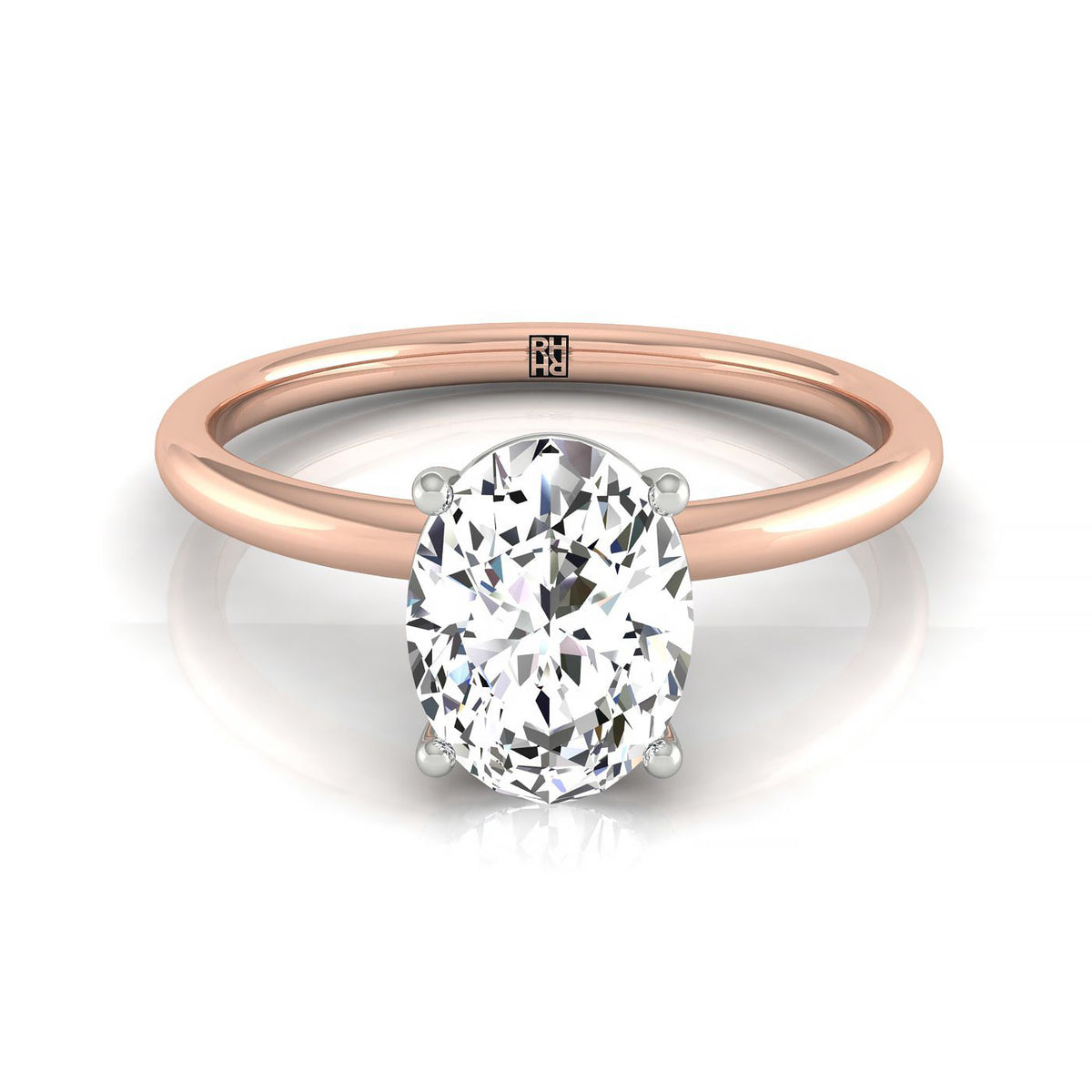 The Cyndi select solitaire engagement ring setting, shown in 14K Rose Gold | RockHer