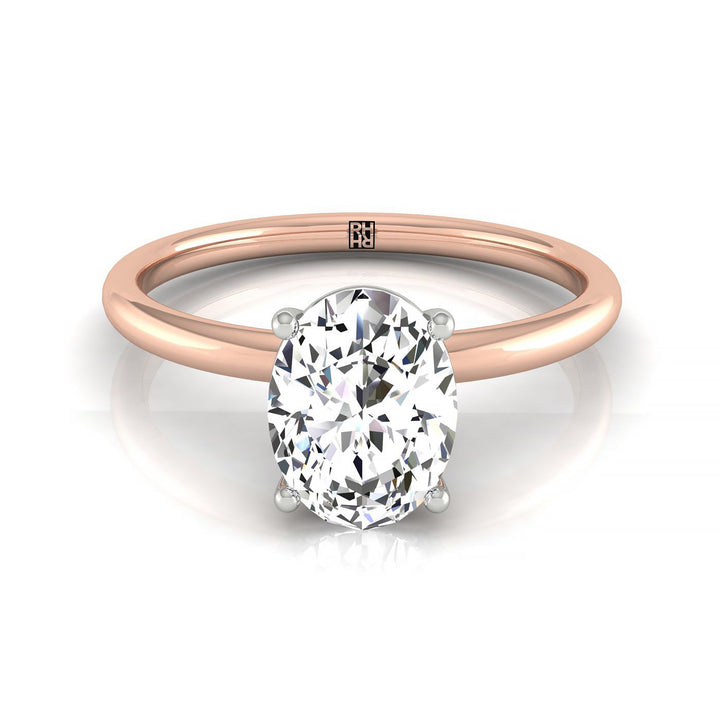 Cyndi Select Solitaire Oval Lab Diamond Engagement Ring in 14K Rose Gold, front view | RockHer