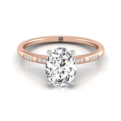 Wanda Select Hidden Halo Pavé Solitaire Oval Lab Diamond Engagement Ring in 14K Rose Gold, front view | RockHer