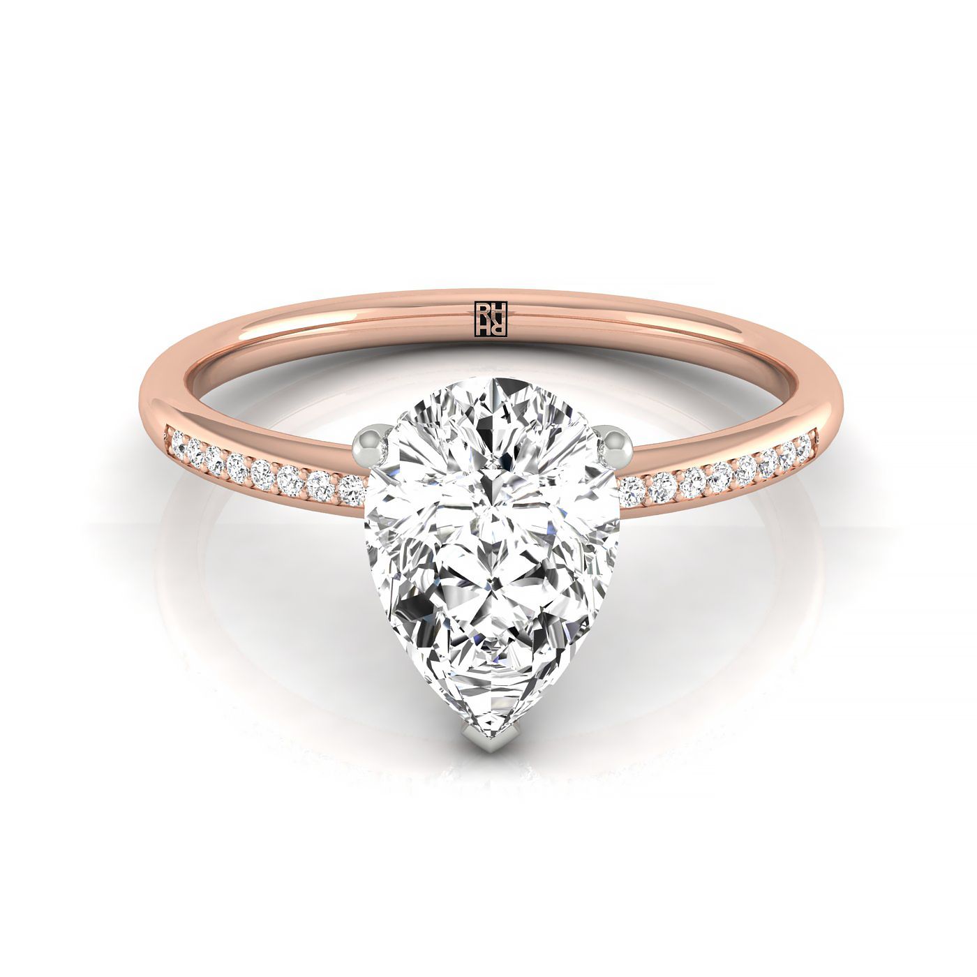 The Brenda select hidden halo engagement ring setting, shown in 14K Rose Gold | RockHer