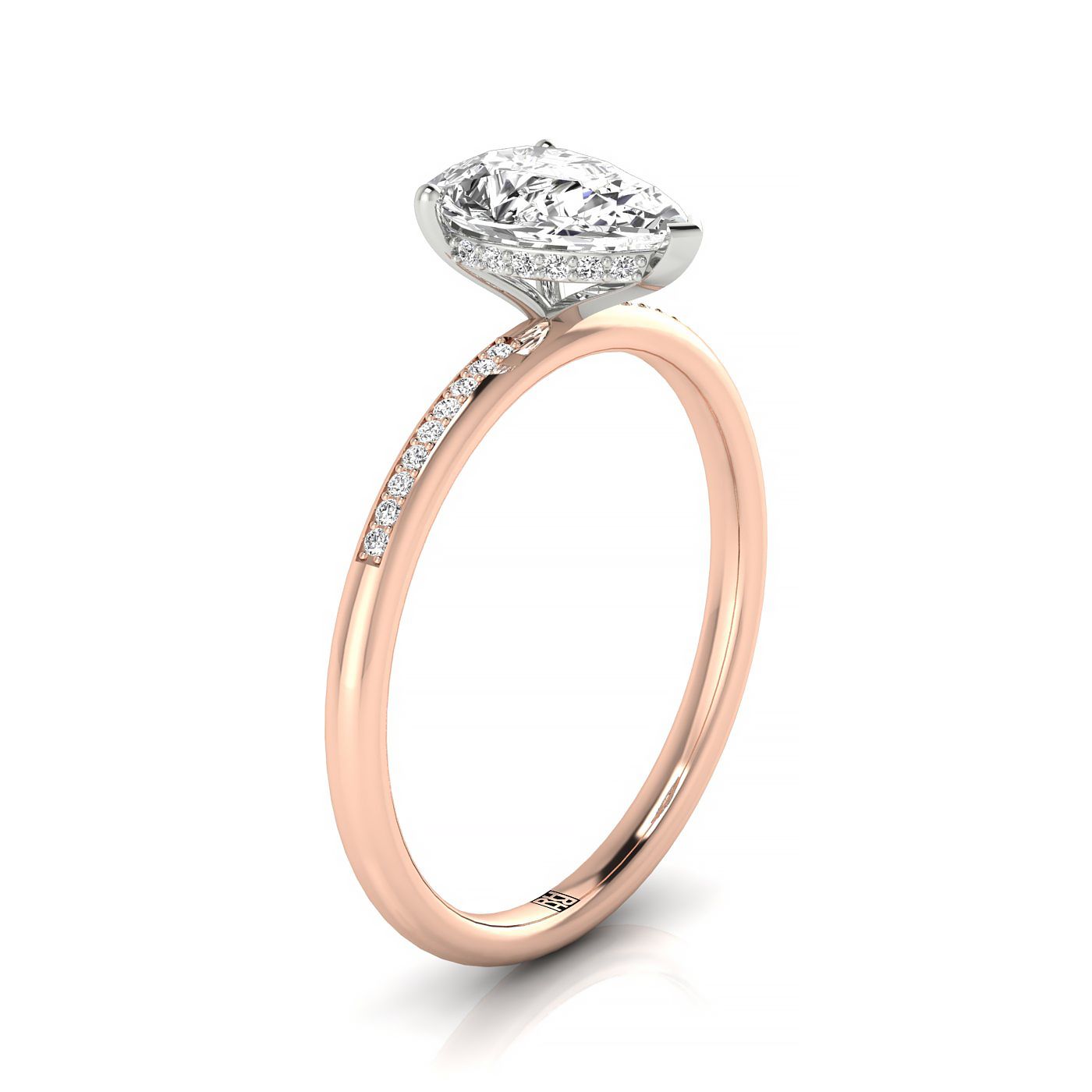 Brenda Select Hidden Halo Princess Cut Lab Diamond Engagement Ring in 14K Rose Gold, side view | RockHer