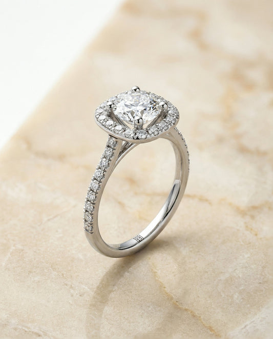 Hymn Select Cushion engagement ring in 14K White Gold