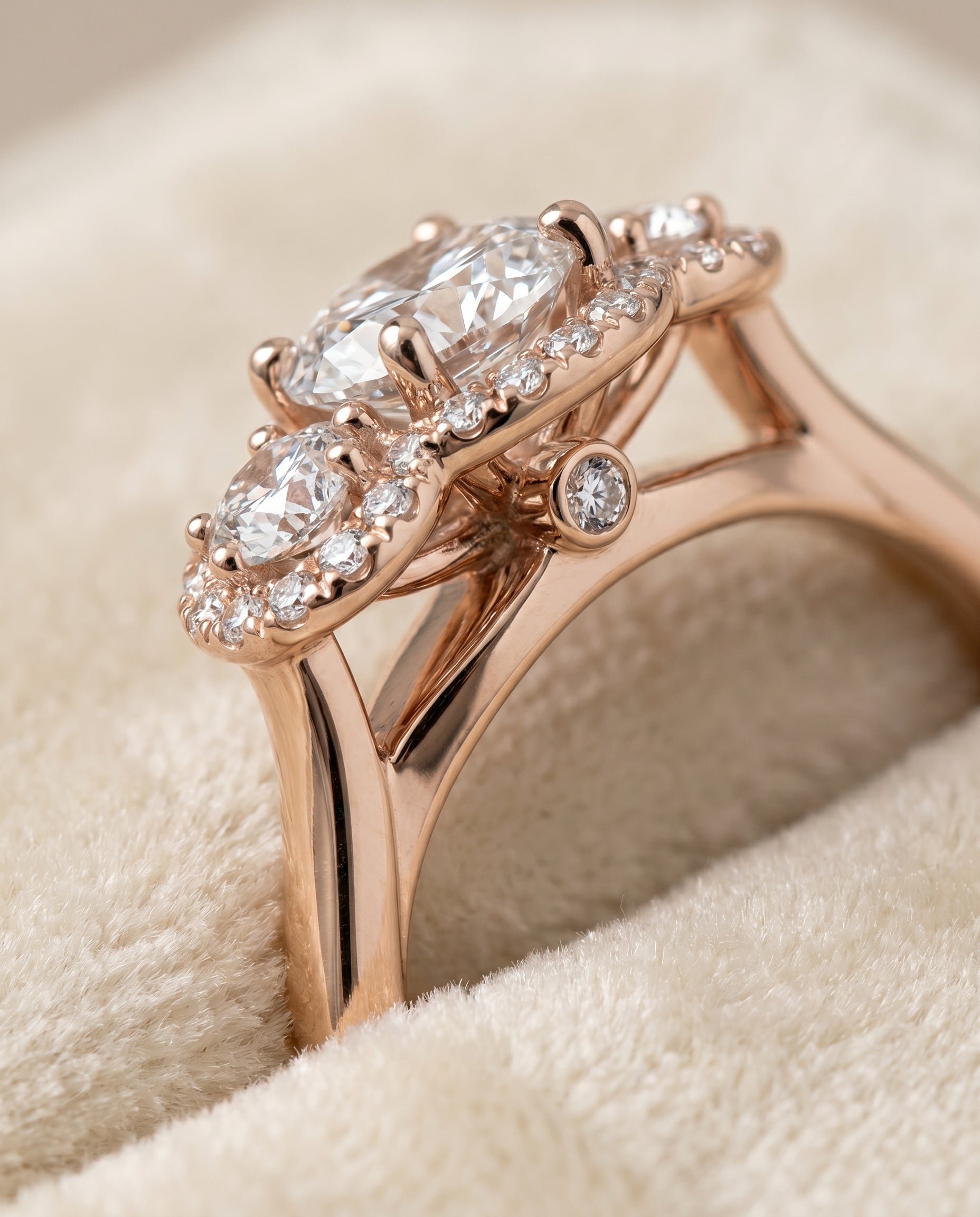 14K Rose Gold band of The Anna round engagement ring setting | RockHer