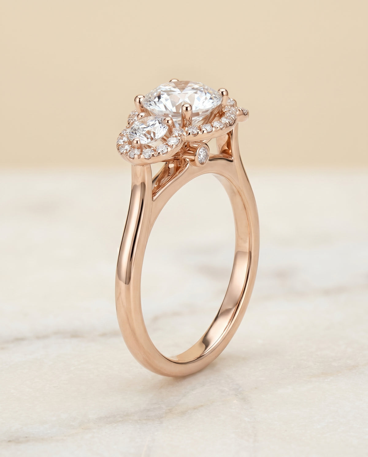 The Anna round engagement ring setting in 14K Rose Gold | RockHer
