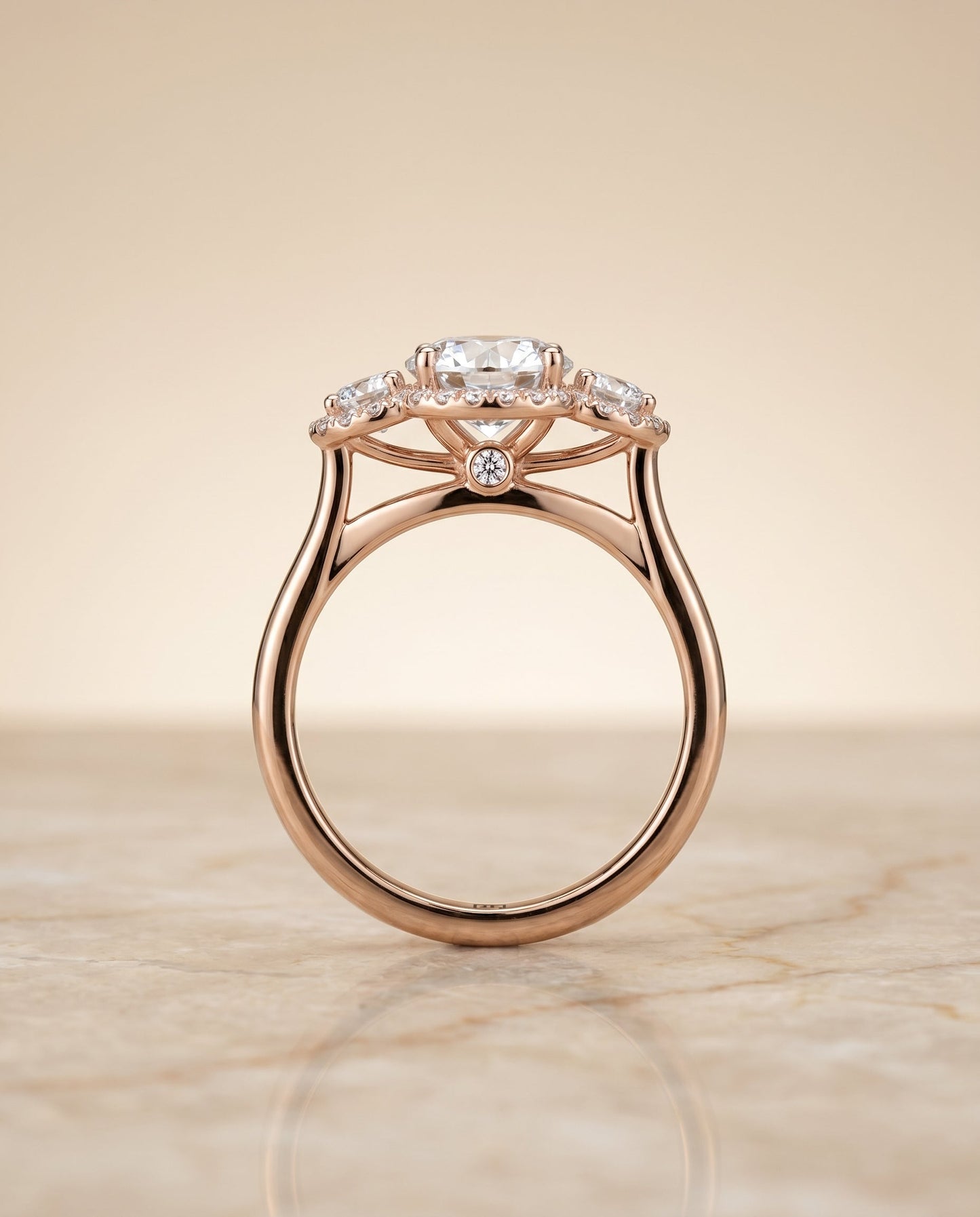 Anna Select French Pave Three Stone Solitaire in 14K Yellow Gold – view 6
