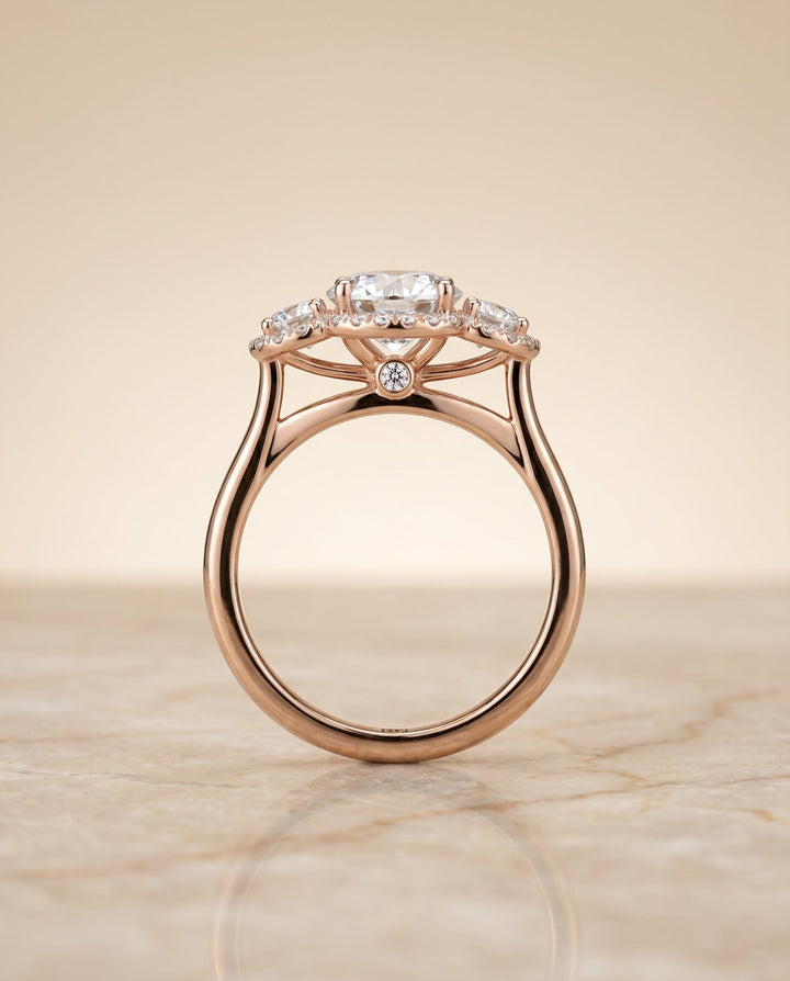 Anna Select French Pave Three Stone Solitaire in 14K Yellow Gold – view 6