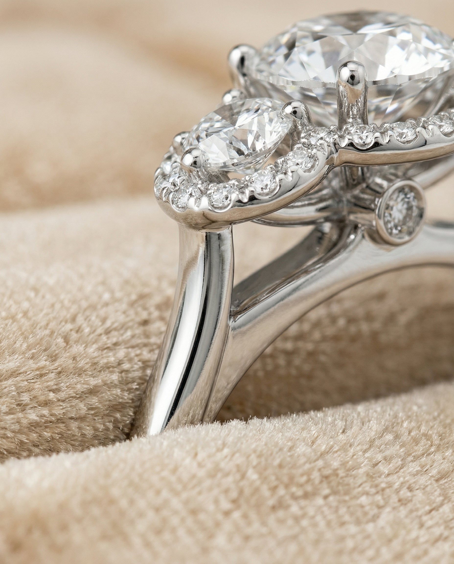 Platinum band of The Anna round engagement ring setting | RockHer
