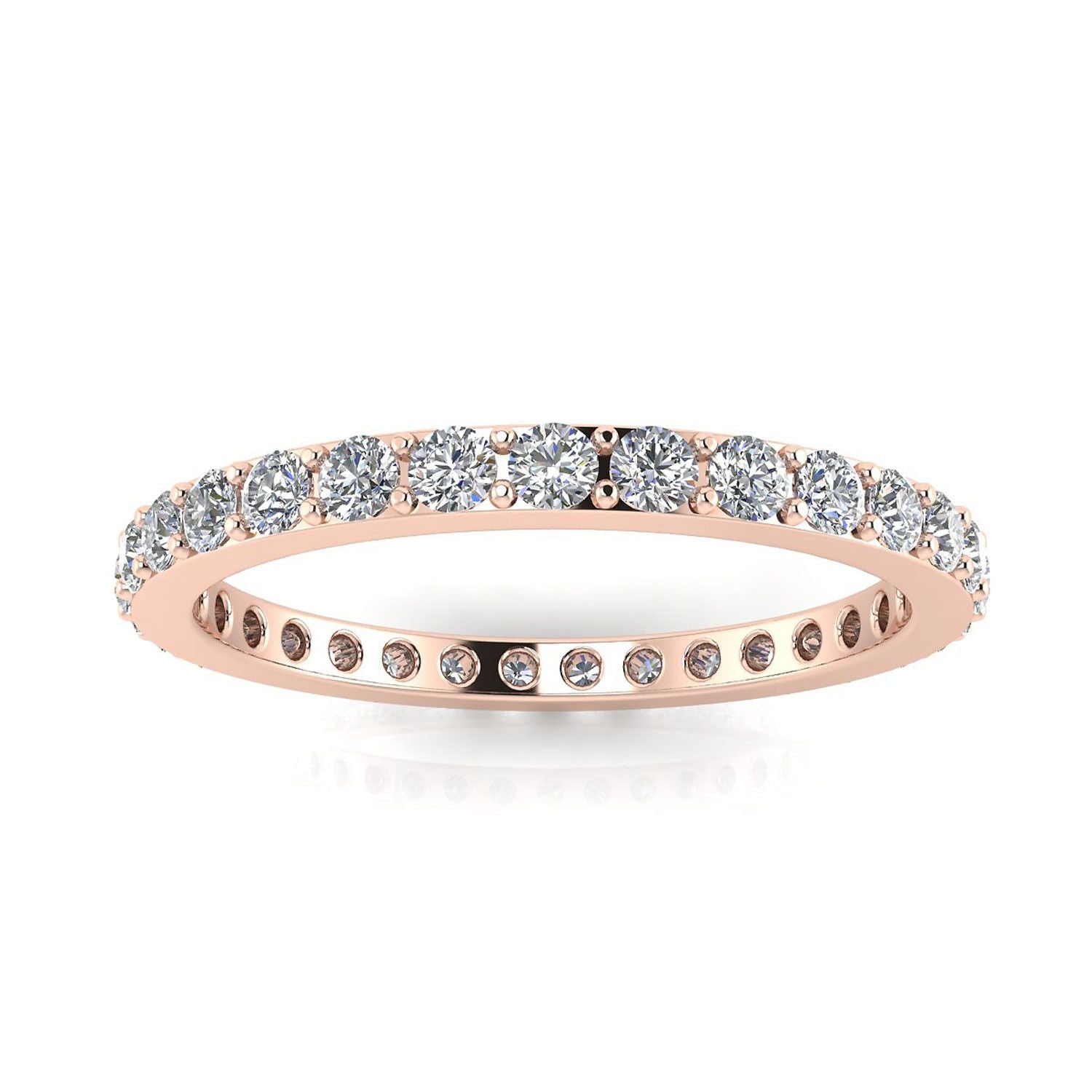 Round Brilliant Cut Diamond Pave Set Eternity Ring In 14k Rose Gold  (0.61ct. Tw.) Ring Size 4