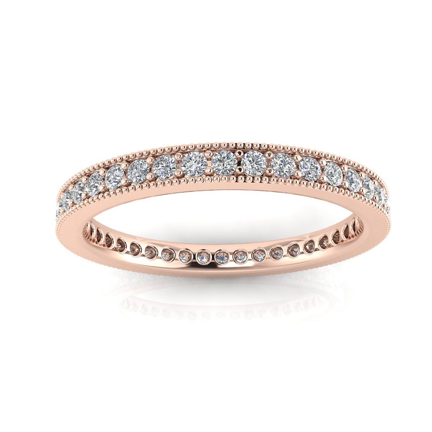 Round Brilliant Cut Diamond Pave & Milgrain Set Eternity Ring In 14k Rose Gold  (0.33ct. Tw.) Ring Size 7