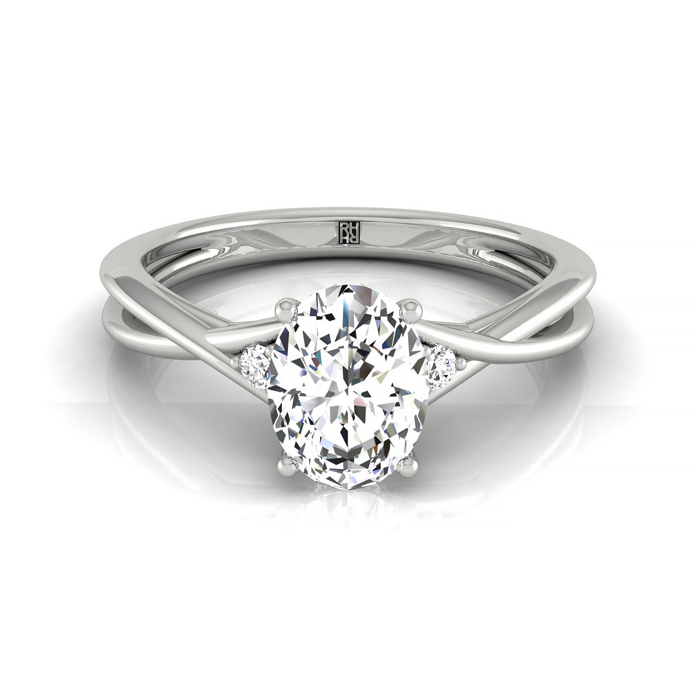 The Dusty oval setting in 18K White Gold, a select hidden halo solitaire design from RockHer