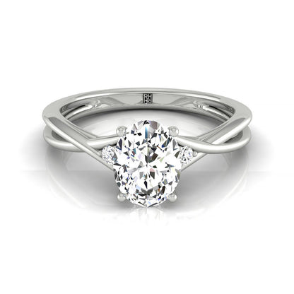 Dusty Select Hidden Halo Solitaire Oval Lab Diamond Engagement Ring in 18K White Gold, front view | RockHer