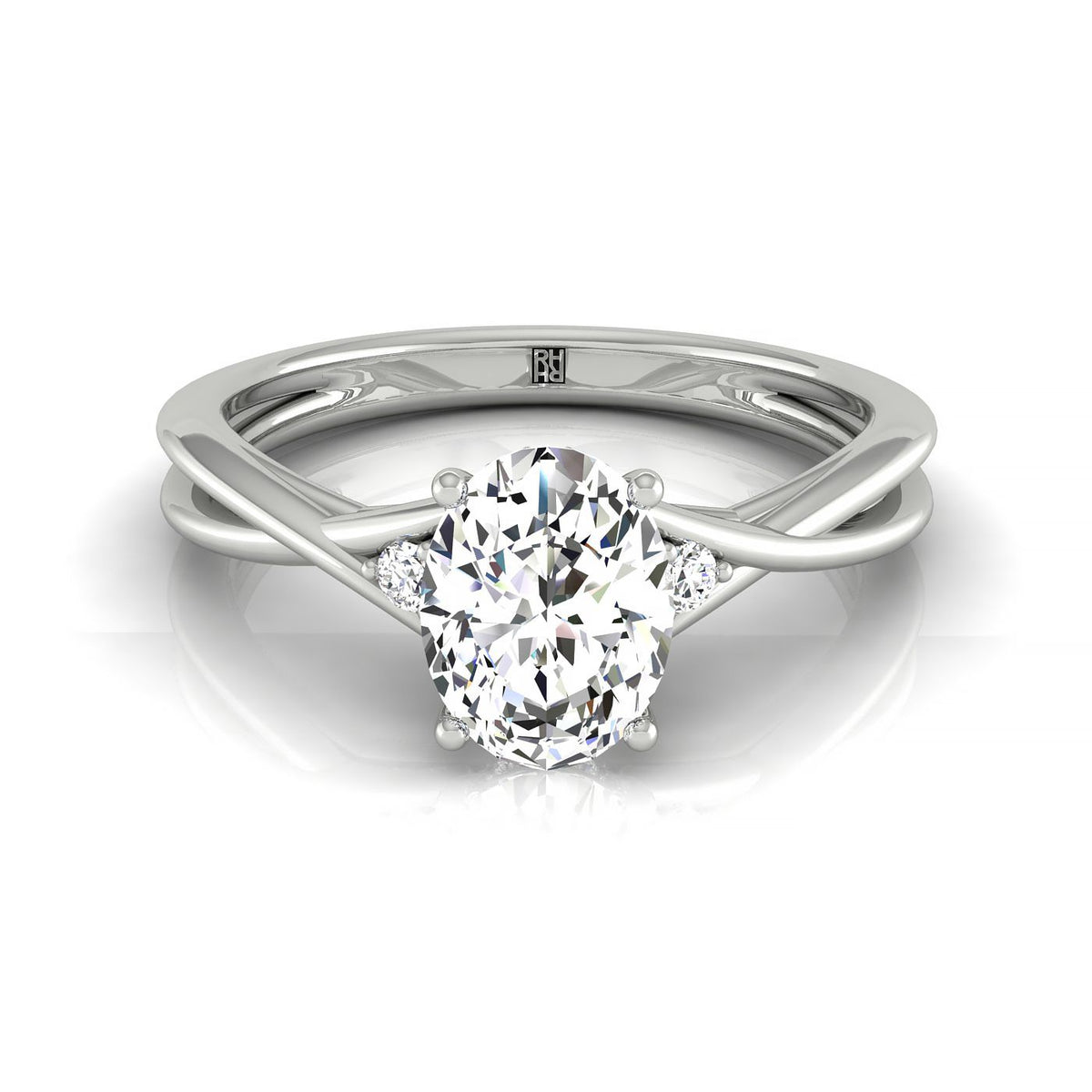 The Dusty oval setting in Platinum, a select hidden halo solitaire design from RockHer