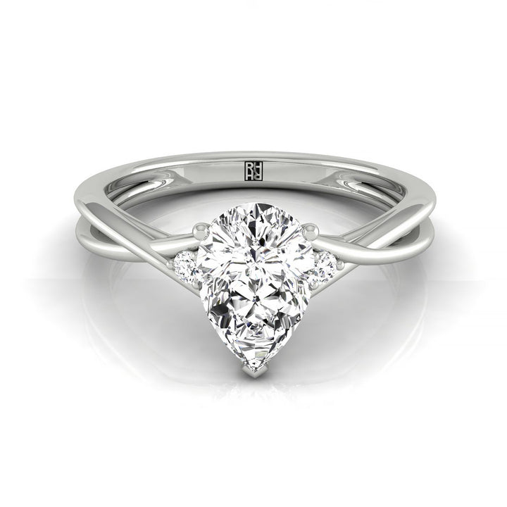 Dusty Select Hidden Halo Solitaire Princess Cut Lab Diamond Engagement Ring in 18K White Gold, front view | RockHer