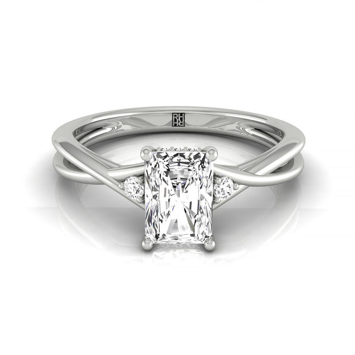 Dusty Select Hidden Halo Solitaire Radiant Cut Lab Diamond Engagement Ring in Platinum, front view | RockHer