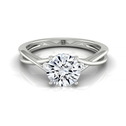 Dusty Select Hidden Halo Solitaire Round Lab Diamond Engagement Ring in Platinum, front view | RockHer