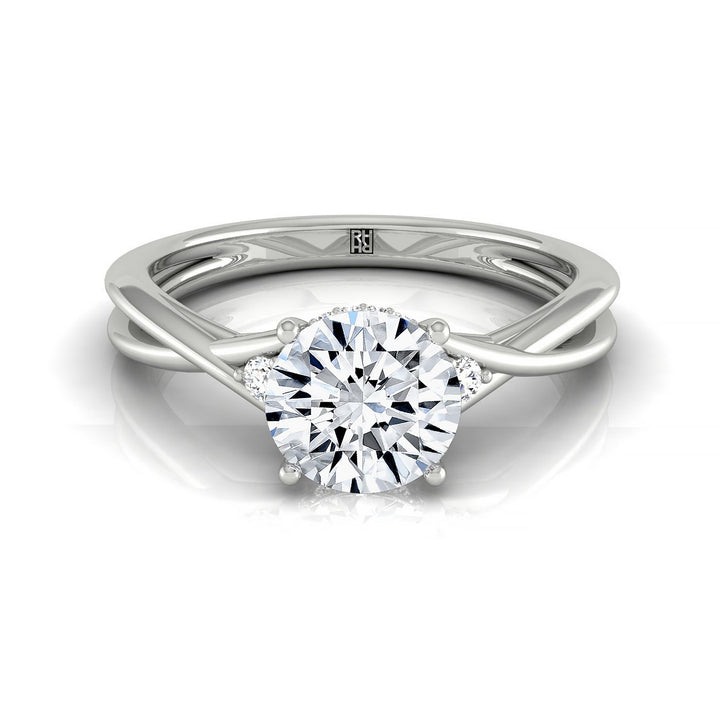 Dusty Select Hidden Halo Solitaire Round Lab Diamond Engagement Ring in Platinum, front view | RockHer