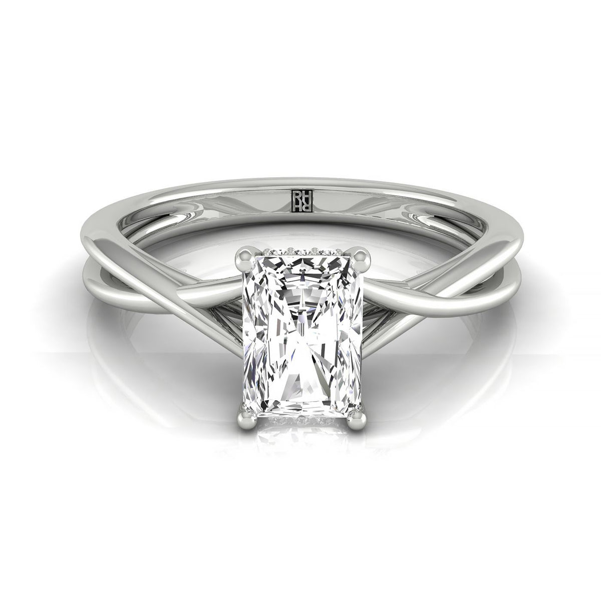The Grace select solitaire cut engagement ring setting, shown in 18K White Gold | RockHer
