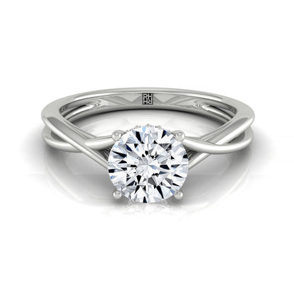 Blondie Select Double Hidden Halo Solitaire Round Lab Diamond Engagement Ring in Platinum, front view | RockHer