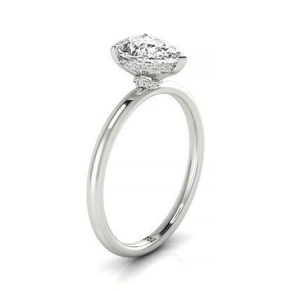 Dolly Select Double Hidden Halo Solitaire Princess Cut Lab Diamond Engagement Ring in 18K White Gold, side view | RockHer