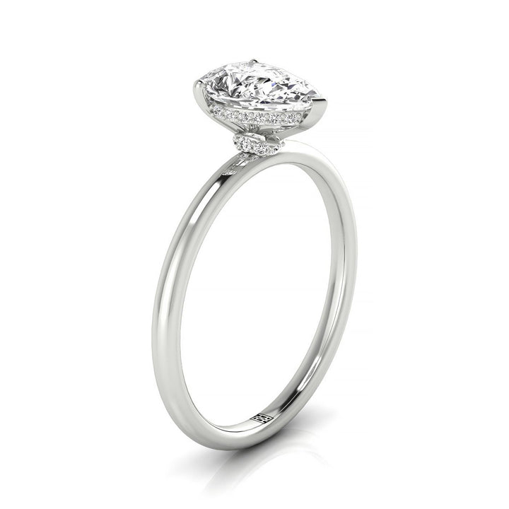 Dolly Select Double Hidden Halo Solitaire Princess Cut Lab Diamond Engagement Ring in 18K White Gold, side view | RockHer