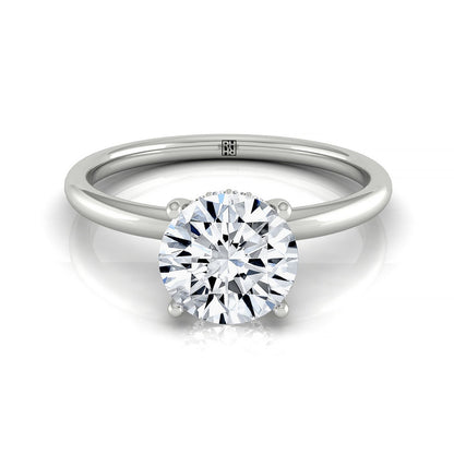 Dolly Select Double Hidden Halo Solitaire Round Lab Diamond Engagement Ring in Platinum, front view | RockHer