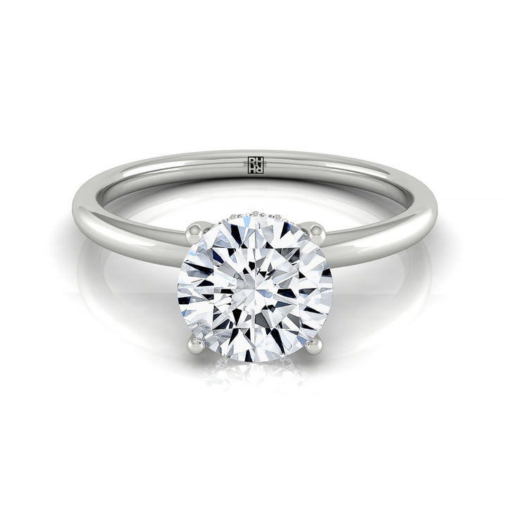 Dolly Select Double Hidden Halo Solitaire Round Lab Diamond Engagement Ring in Platinum, front view | RockHer