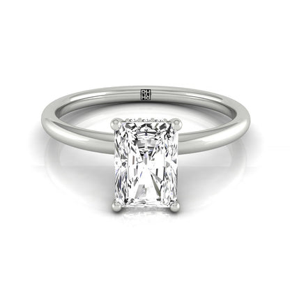 Dolly Select Double Hidden Halo Solitaire Radiant Cut Lab Diamond Engagement Ring in 18K White Gold, front view | RockHer