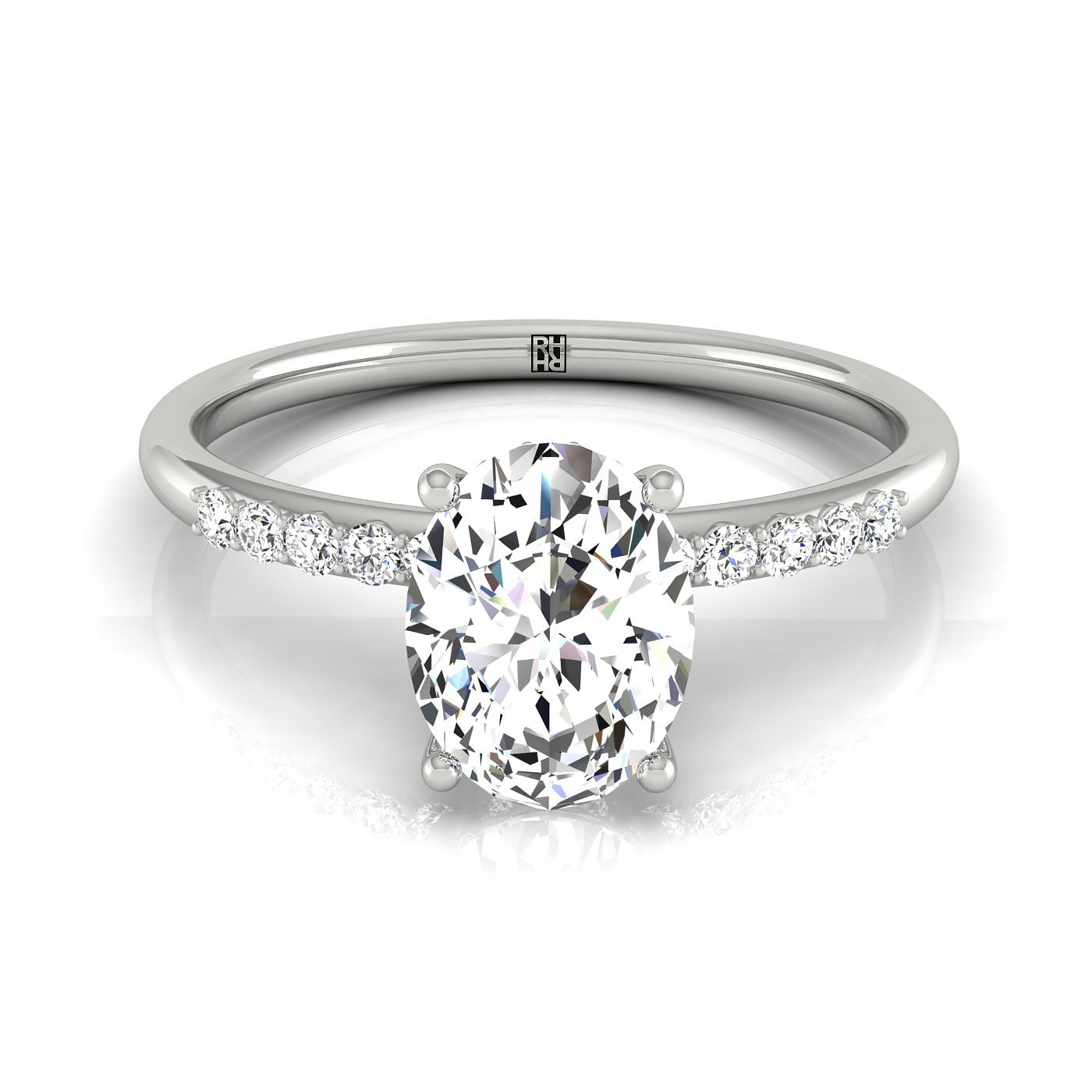 The Abbey oval setting in Platinum, a select hidden halo pavé design from RockHer