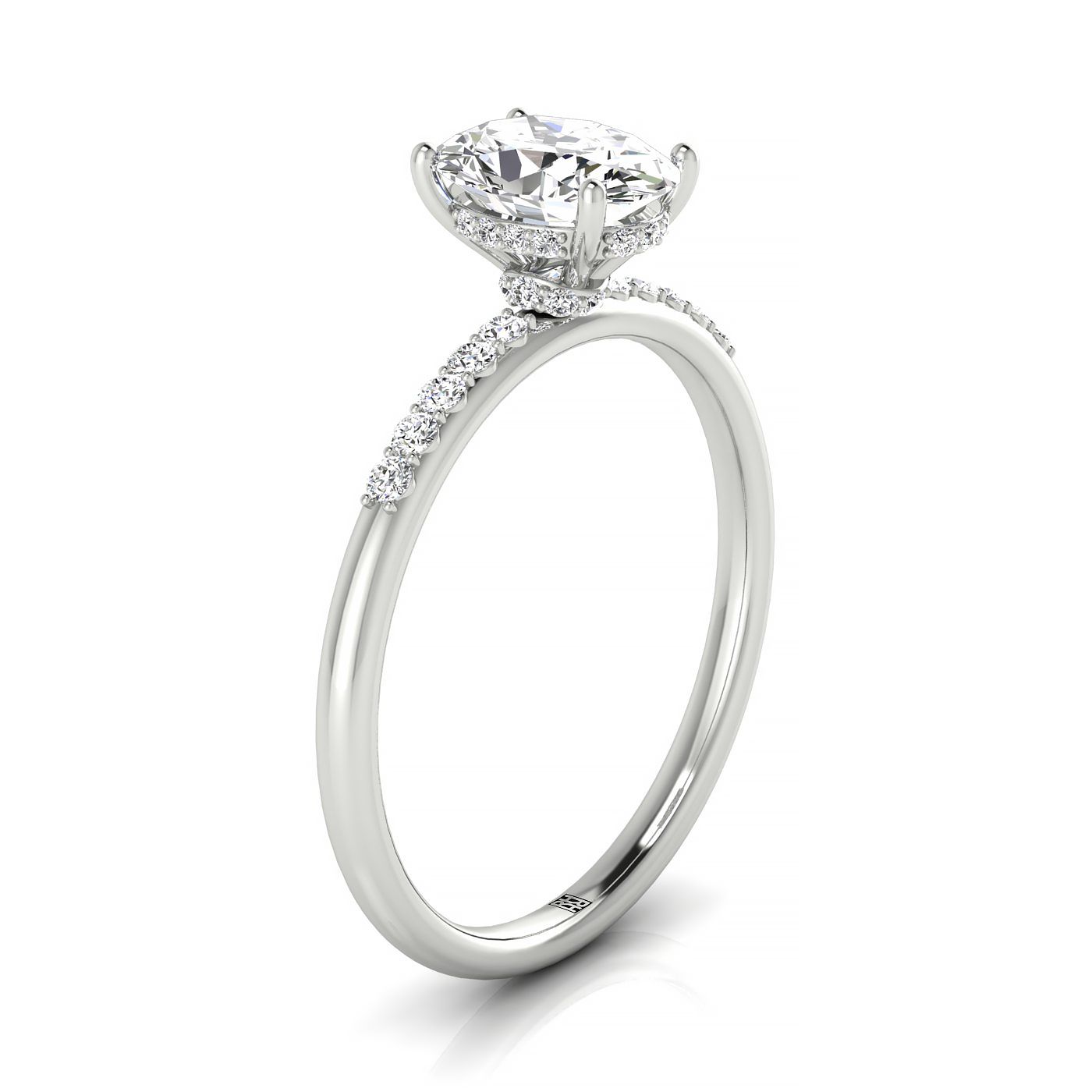 RockHer atelier photo of The Abbey oval engagement ring setting in Platinum