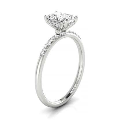 Abbey Select Hidden Halo Pavé Radiant Cut Lab Diamond Engagement Ring in Platinum, side view | RockHer