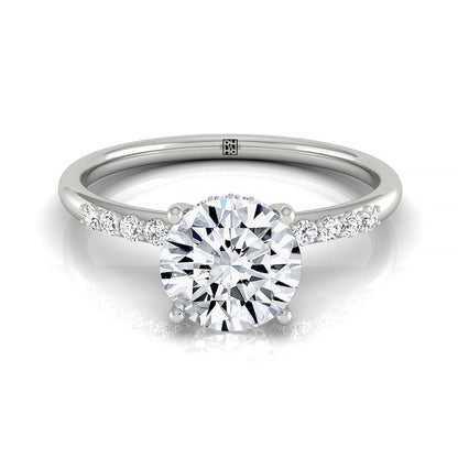 Abbey Select Hidden Halo Pavé Round Lab Diamond Engagement Ring in Platinum, front view | RockHer
