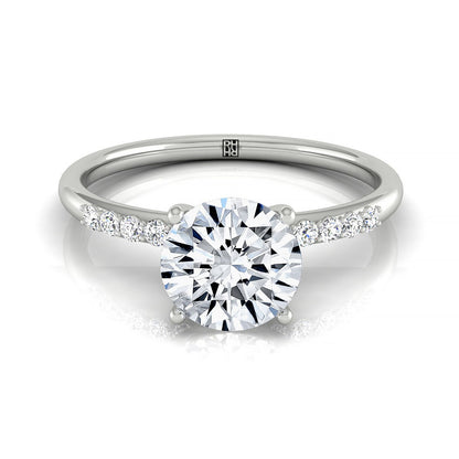 Cherie Select Hidden Halo Pavé Solitaire Round Lab Diamond Engagement Ring in Platinum, front view | RockHer