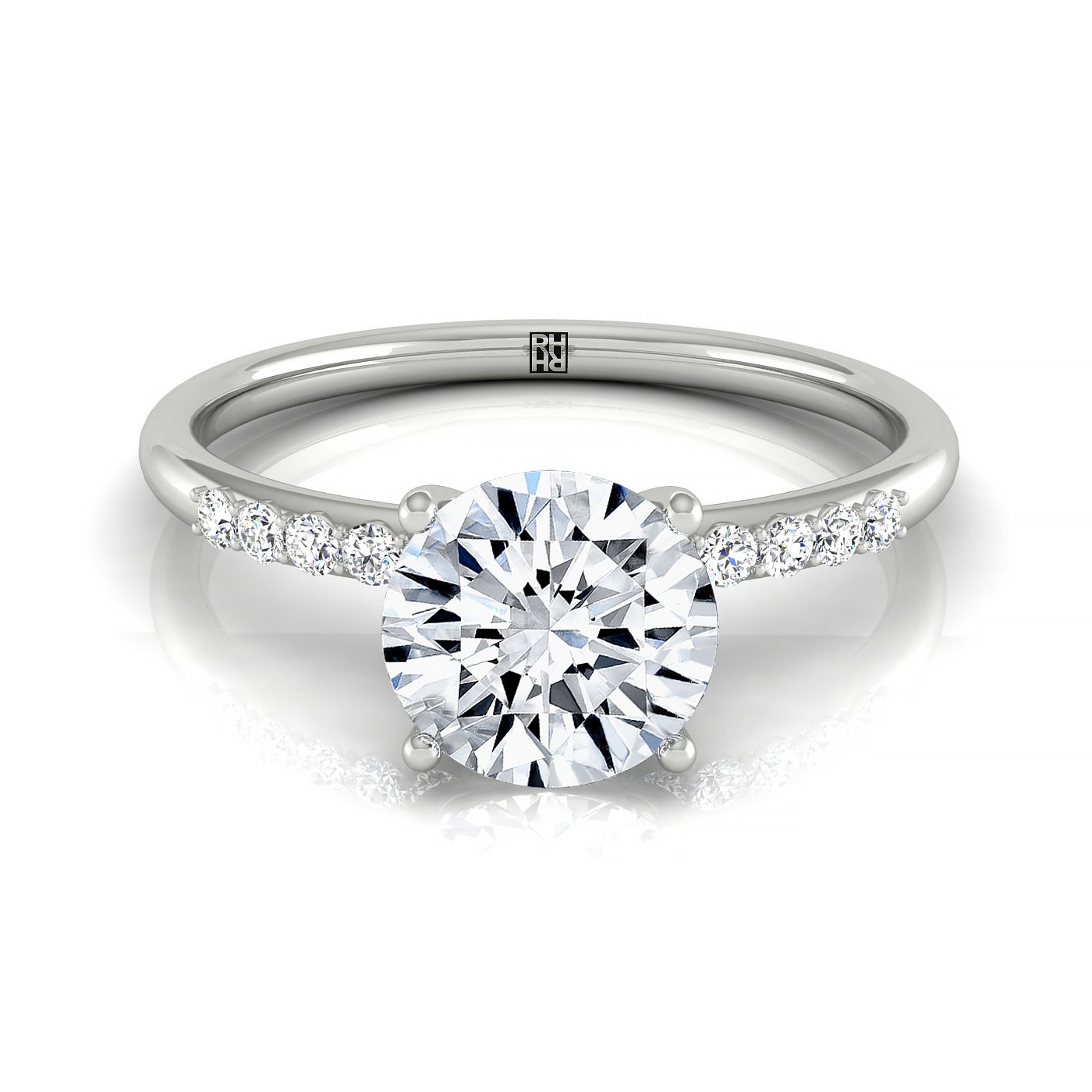The Cherie select hidden halo pavé solitaire engagement ring setting, shown in 18K White Gold | RockHer