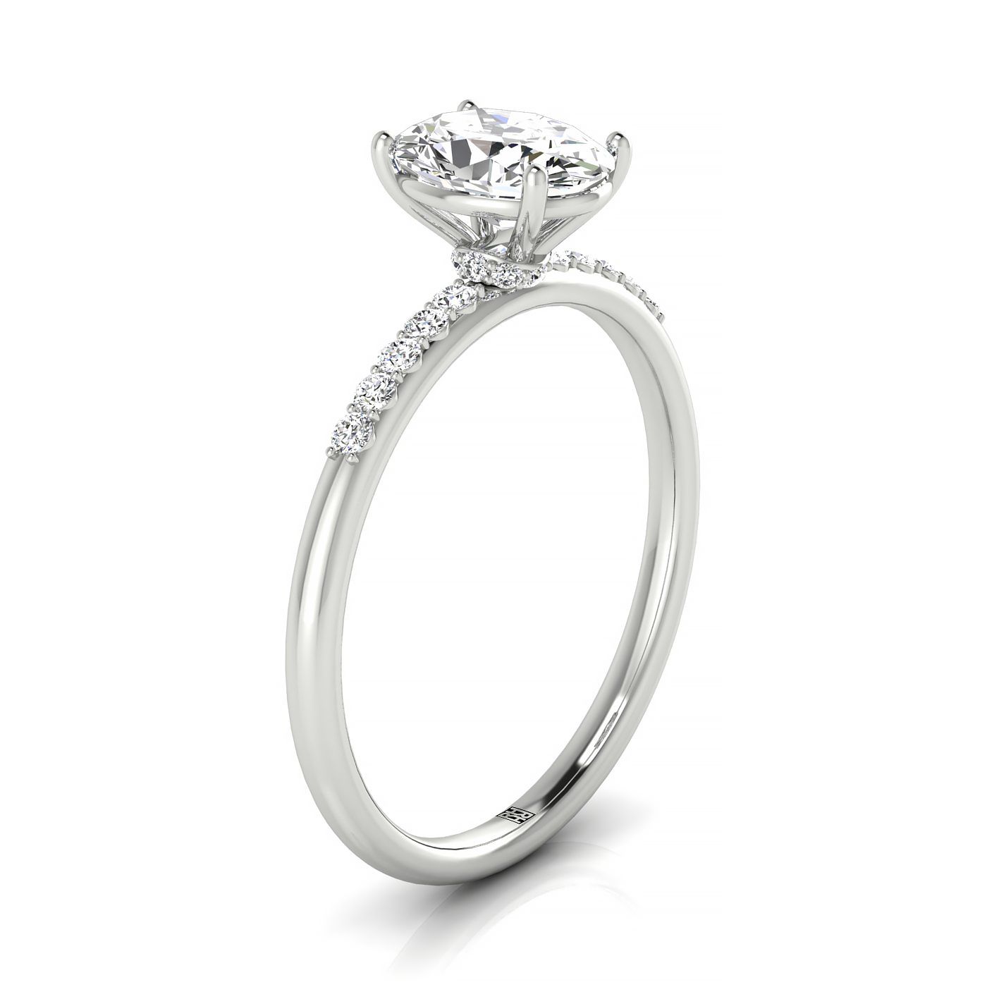 RockHer atelier photo of The Cherie oval engagement ring setting in 18K White Gold