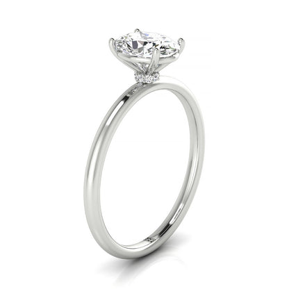 Joni Select Hidden Halo Oval Lab Diamond Engagement Ring in Platinum, side view | RockHer