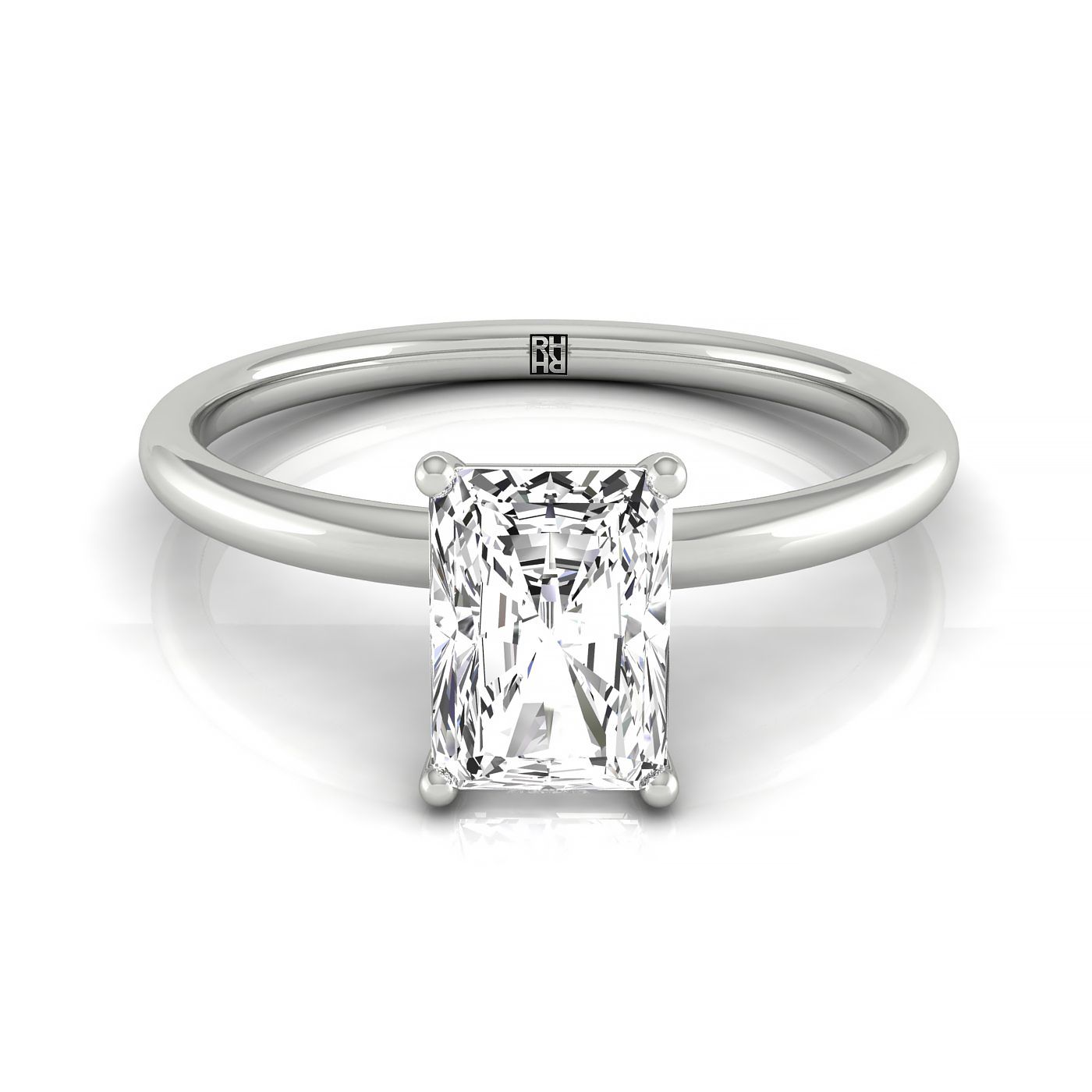 The Joni select hidden halo cut engagement ring setting, shown in Platinum | RockHer