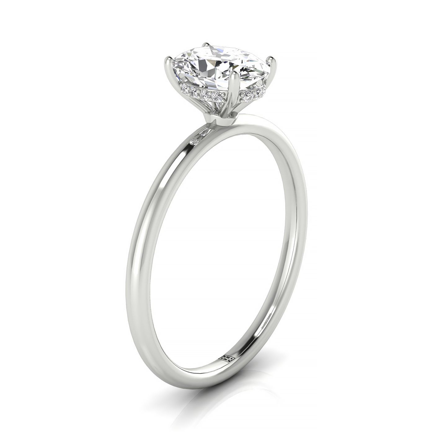 RockHer atelier photo of The Eartha oval engagement ring setting in 18K White Gold
