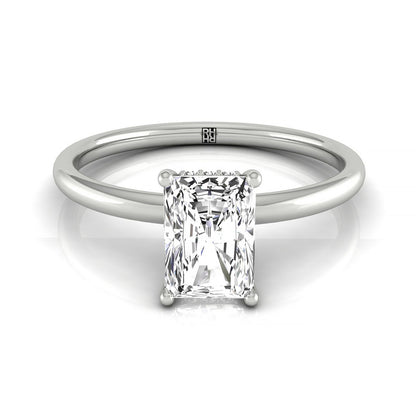 Eartha Select Upper Hidden Halo Solitaire Ra Radiant Cut Lab Diamond Engagement Ring in 14K White Gold, front view | RockHer