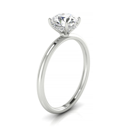 Eartha Select Upper Hidden Halo Solitaire Round Lab Diamond Engagement Ring in Platinum, side view | RockHer