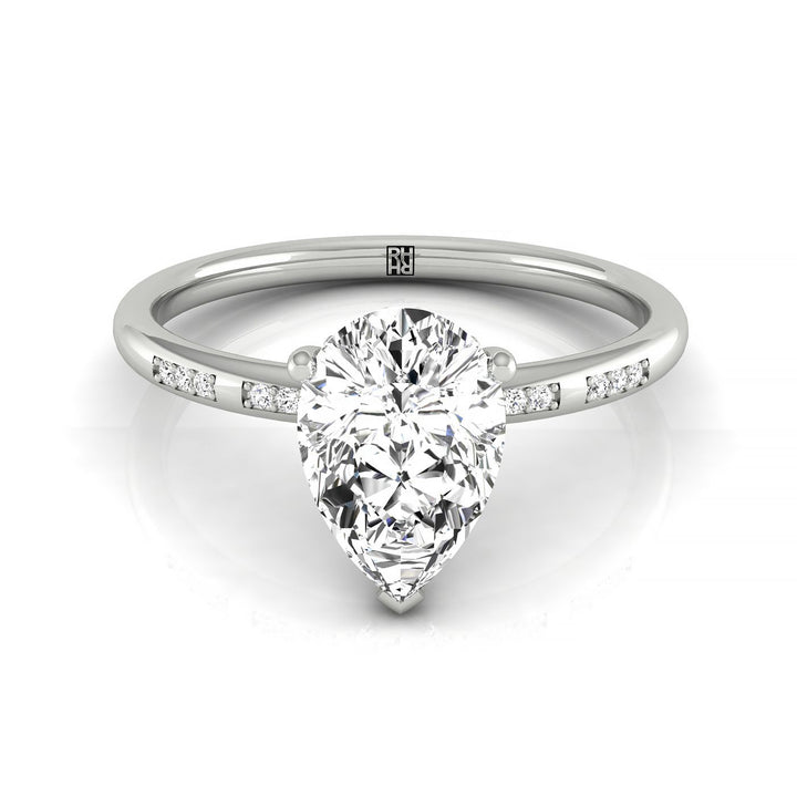Wanda Select Hidden Halo Pavé Solitaire Princess Cut Lab Diamond Engagement Ring in Platinum, front view | RockHer