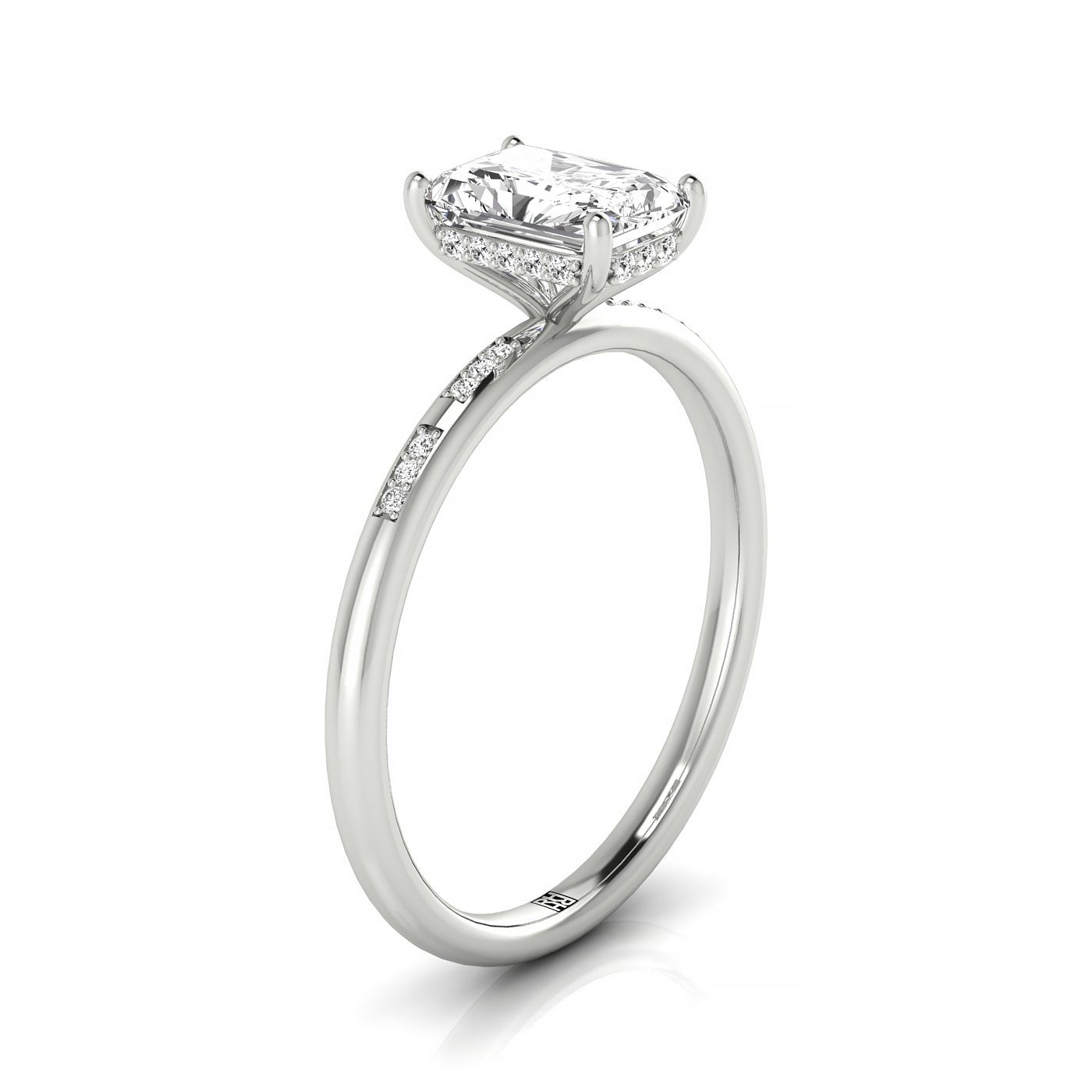 Made to order: The Wanda radiant engagement ring setting in 18K White Gold | RockHer