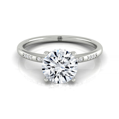 Wanda Select Hidden Halo Pavé Solitaire Round Lab Diamond Engagement Ring in 18K White Gold, front view | RockHer