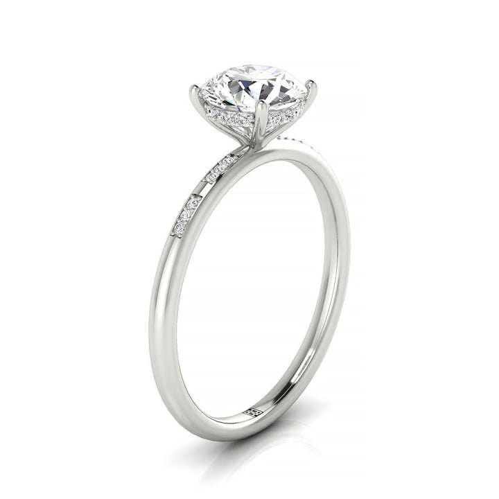 Wanda Select Hidden Halo Pavé Solitaire Round Lab Diamond Engagement Ring in Platinum, side view | RockHer