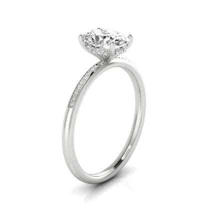 Brenda Select 18ky With High Hidden Halo Prong Set Diamonds Ey80312hivs Ov100 Oval Lab Diamond Engagement Ring in 14K White Gold, side view | RockHer
